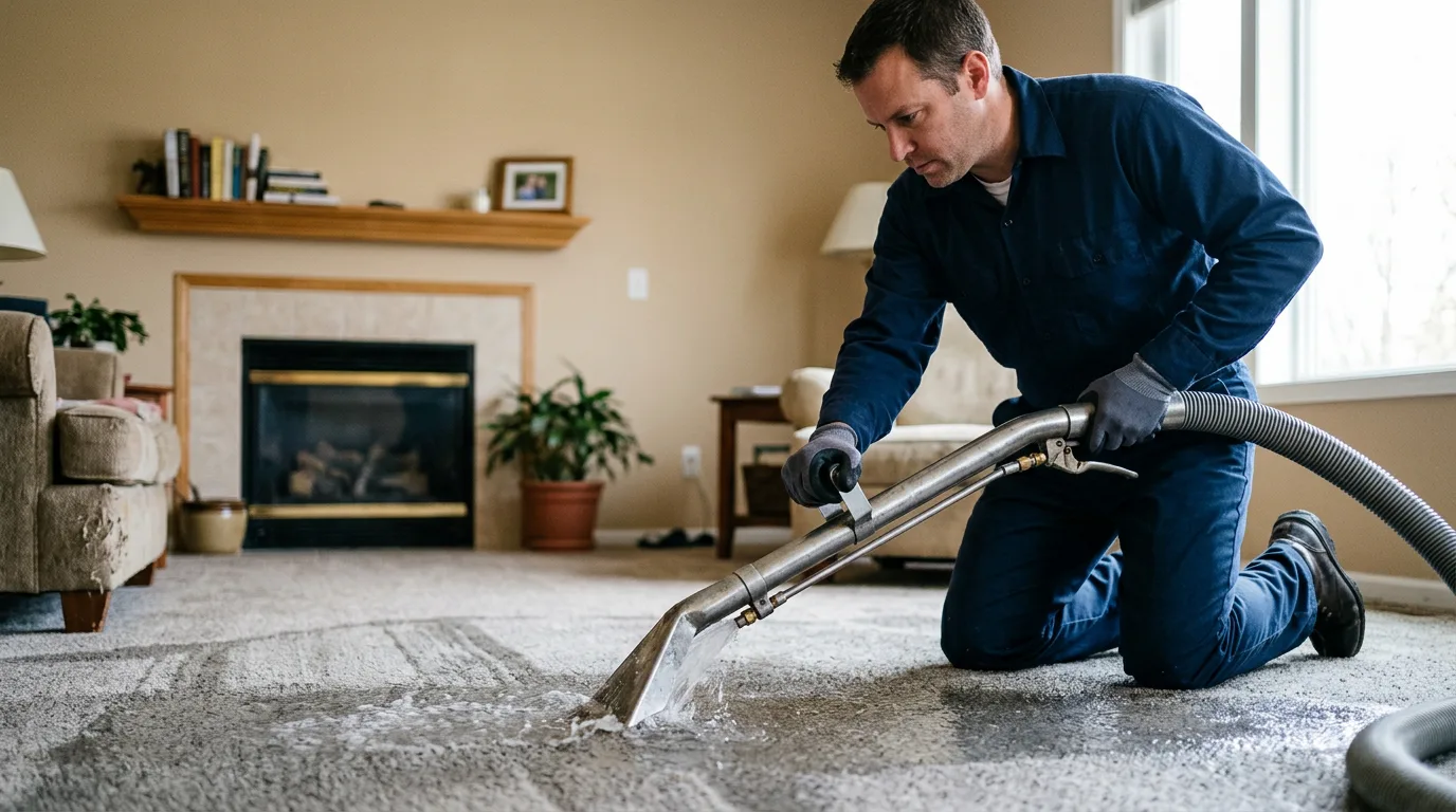 Water damage restoration technician working near Pleasant Unity, PA